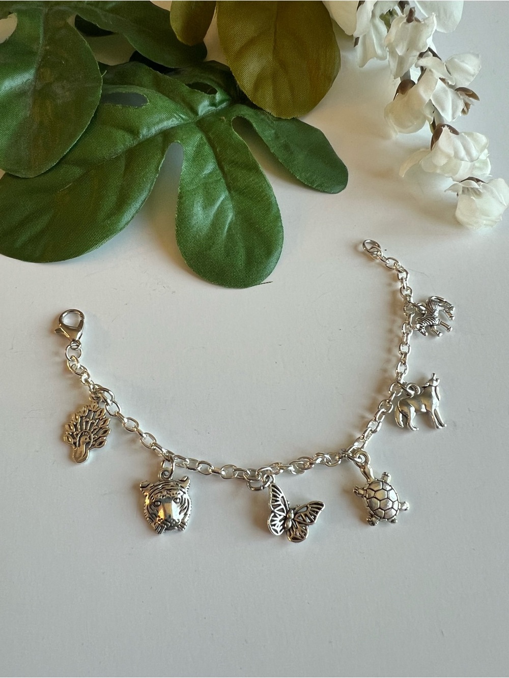 Handmade Silver Animal Charm Bracelet - Nature & Wildlife Inspired